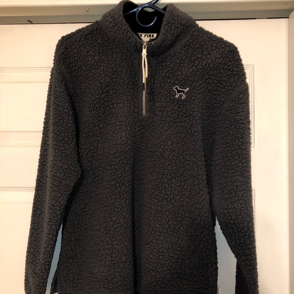 blue/grey PINK sherpa pullover